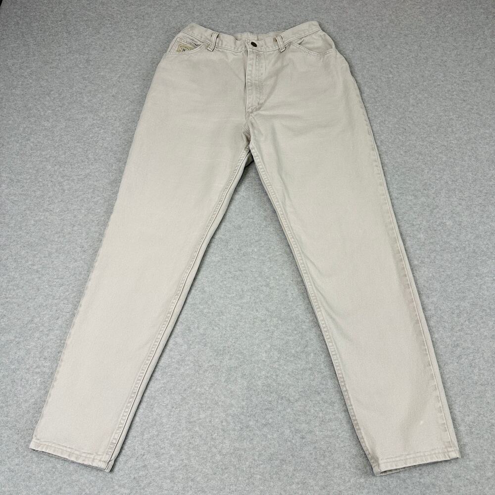 Wrangler Vtg 90s Mom Jeans WMNS 14x32 Light Tan Denim High Rise Zip Fly Pockets